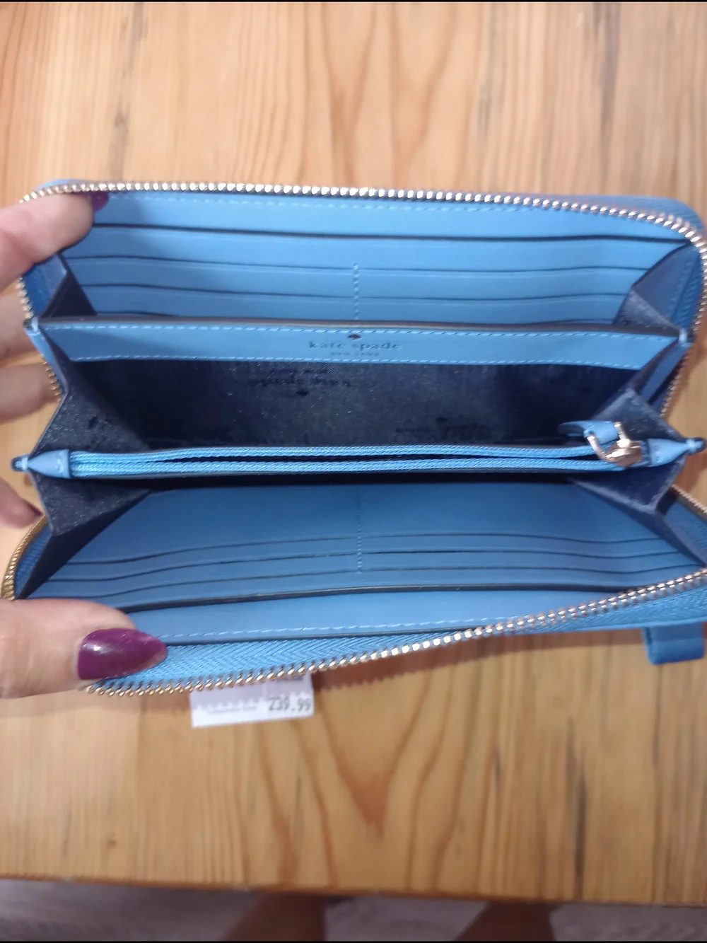 kate spade blue Nylon Zip Around Wallet